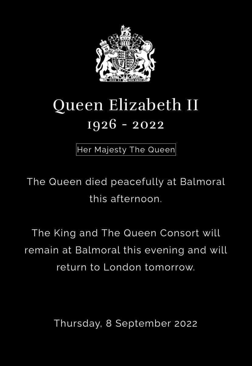 H.M The Queen has Died